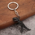 Dinosaurier Skelett Schlüsselanhänger in Mattschwarz aus Metall Legierung im Retro Look - Matt Schwarz T-Rex Skelett