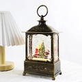 Bronze vintage Christmas lantern snow globe with Santa and Christmas tree figures - Santa Claus