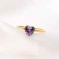 Elegant 18K gold heart-shaped ring with purple gemstone on white silk background - US 6 / Purple + Gold