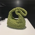 Grasgrüne gefaltete Wolkentrasche mit großem Fassungsvermögen und strukturiertem Hobo-Design - Grün