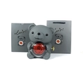 Grey rotating bear jewelry music box with red preserved rose and matching gift set - Grey Gift Box