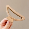 Matte beige large bow hair claw clip for elegant updo styles shown in hand - 11# Coffee D-Shape (Made in Korea)