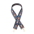 Adjustable 38mm wide geometric diamond pattern canvas shoulder strap with gold hardware - Blue Ethnic Pattern