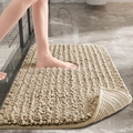 Absorbent beige chenille bath mat with soft microfibers and non-slip backing - Tufted Chenille-Khaki