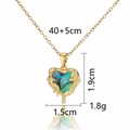 Detail view of heart pendant necklace with dimensions and weight measurements - Heart