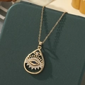 Collier œil porte-bonheur doré avec pendentif goutte et pierres en zircone - A31-or