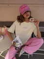 Damen Set aus 100% Baumwolle T-Shirt in Hellgelb und rosa Freizeithose für den Sommer - S / Hellgelb