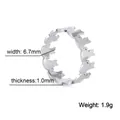 Cute stainless steel open ring with cat pattern cutouts, 6.7mm width and 1.0mm thickness - Adjustable Open / Hollow Cat Style / Silver