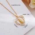 Gold heart-shaped Virgin Mary pendant necklace with zircon halo and 45cm chain length - Virgin Mary 038