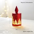 Red 15cm Christmas tree LED lantern with golden snowflakes and frosted finish - Red Candle