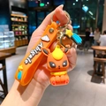Orange Flareon keychain with silicone wristlet and gold metal lobster clasp - B353-9 Flareon / Large