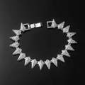 Bracciale hip-hop da uomo in argento con strass scintillanti e maglie pantera su nero - Stile Braccialetto / Argento