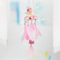 Pink angel dream catcher ornament with soft feathers and a bell for car interior decor - Pink Ballet Girl Bella Wind Chime