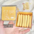 Set de 6 borlas de algodón suave en color amarillo con estuche de almacenaje - Borla de Cojín de Aire Butter Cookie (6 Piezas con Caja) / Amarillo