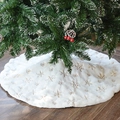 Jupe de sapin de Noël en peluche blanche avec des flocons de neige dorés brodés - Flocon de Neige Doré / 78CM