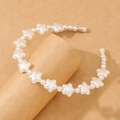 Star shaped faux pearl headband with round beads in creamy white for women and girls - Five-Pointed Star Pearl Style