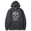 Dark gray Halloween hoodie with sparkling skull graphic and kangaroo pocket detail - Dark Gray