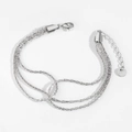 Bracciale a tre strati in acciaio inossidabile argento con chiusura a moschettone - Cavigliera / Argento