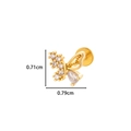 Golden butterfly labret piercing with clear zircon inlays, 0.71cm by 0.79cm size - Delicate Butterfly (0155-10#) / Gold