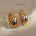 Orecchini dorati a forma di foglia con trama in metallo spazzolato e misure - Oro