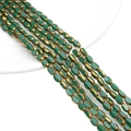 Oval glass crystal beads in dark green and gold for DIY jewelry making and crafts - Approx 25pcs/Strand / 4x6MM / Solid Dark Green