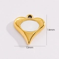 Detailed view of gold heart shell pendant showing dimensions 14mm height and 13mm width - Heart with Metallic Luster