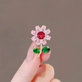 Pink Water Drop Gemstone Petal Gold Flower Style (BC23Y0115-1)