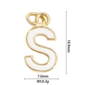 Golden letter S pendant with white enamel inlay, measuring 10.9mm by 7.0mm - Letter S