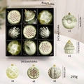 9-piece mint green Christmas ornaments set with donuts and glittery stars - Cream Green Assorted / 8cm 9-Pack