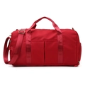 Large red fitness travel bag in water-resistant nylon with shoulder strap and handles - Thickened Wine Red