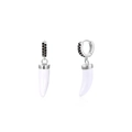 Silver drop earrings with black zircon hoops and white horn-shaped charms - 24K / Silver-White Chili (JQH0067-SS-2)