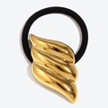 Elegant gold leaf elastic hair tie with 18K gold-plated stainless steel leaf charm - Wings Shape Hair Rope-Gold