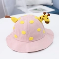 Pink cotton baby sun hat with yellow polka dots and 3D giraffe design for infants - 8 Months-3 Years (46-50cm) / 06 Pink (Giraffe)