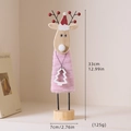 Pink wool felt reindeer ornament with wooden base and tree pendant for Christmas decor - No.13 Pink Wrapped Deer