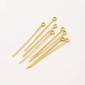 Set of 18K gold plated eye pins for DIY handmade jewelry connecting and beading - 18K Gold Eye Pin