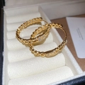 Close-up of 18k gold plated chain link earrings with shimmering zircon stones - Gold-Plated (54#Gold Chain Link Hoop)