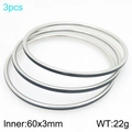 Set di 3 bracciali rigidi in acciaio inossidabile argento con smalto nero, 60x3mm - Nero/Acciaio