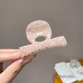 Pince à cheveux en acétate marbré rose avec gravure dorée et taille de 6,2 cm - Motif marbre rose / Soda à la pêche
