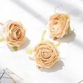 Champagne-colored curled edge artificial roses for DIY wedding decor and handmade crafts - Beige
