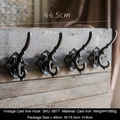 Vintage dark bronze cast iron wall rack with four squirrel hooks for hallway organization - Cast Iron Hook A-6677