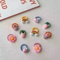 Colorful elastic hair ties with rainbow, duck, and pineapple charms for girls - Star Rainbow (29#) / 10 Pieces Pack