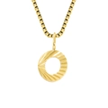 Golden sunburst textured round pendant necklace with a durable box chain design - Letter O - Gold