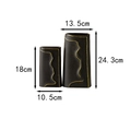 Set of two matte black ceramic book vases with gold lines, showing detailed dimensions - Black Zirconia Set