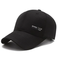 Berretto da baseball nero da uomo in cotone con ricamo Sport Cap e stemma metallico - Regolabile / Nero