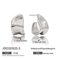 Classic silver C-shaped stainless steel earrings, waterproof and hypoallergenic style - Silver Irregular Lava Style (JDE0305035-S)