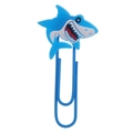 Blauer Ozean-Tierhaifisch-Lesezeichen aus PVC-Weichgummi mit einer Metallklammer - Hai