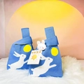 Borsa in maglia blu con motivo a coniglio bianco e luna piena per festa di metà autunno - Celeste Luna