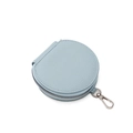 Light blue round pebble leather mini pouch with silver zipper and swivel hook - Blue Coin Purse