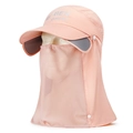 Rosa Rundum-Sonnenschutzhut mit abnehmbarer Maske und Nackenschutz für draußen - Verstellbar / Rosa