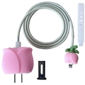 Pink tulip silicone protector set for 18W/20W charger head and USB cable cord - Tulip Pink / Five-Piece Set